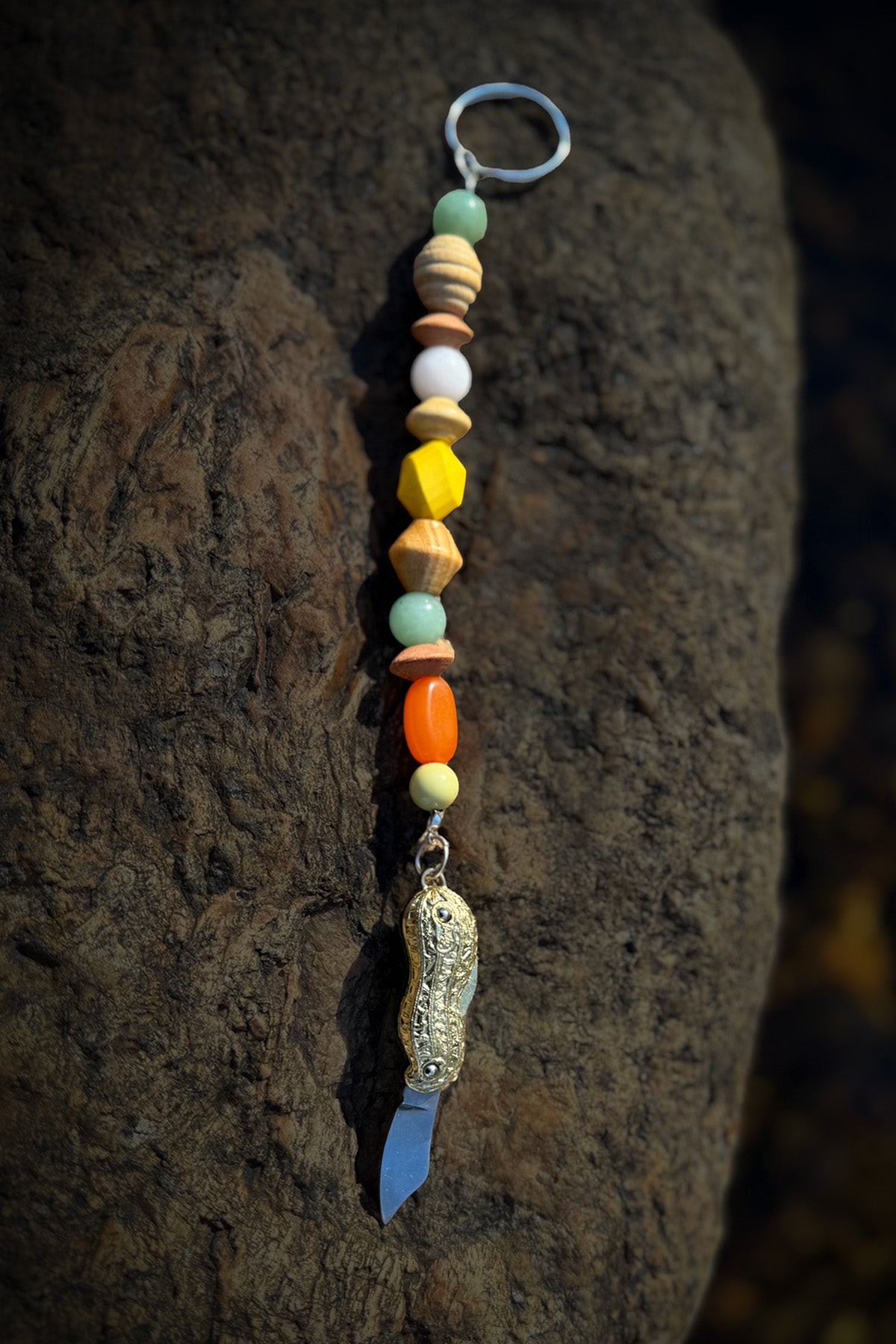 Vintage Peanut Pocketknife Switchblade with Upcycled Beads