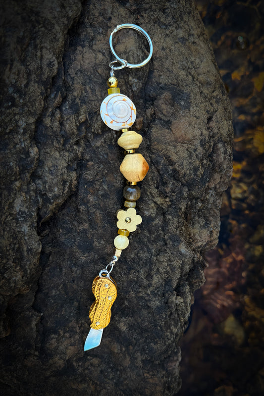 Peanut Pocketknife Switchblade with Upcycled Beads