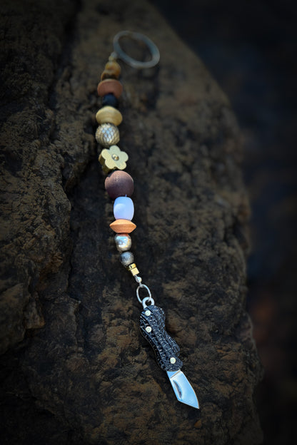 Peanut Pocketknife Switchblade with Upcycled Beads