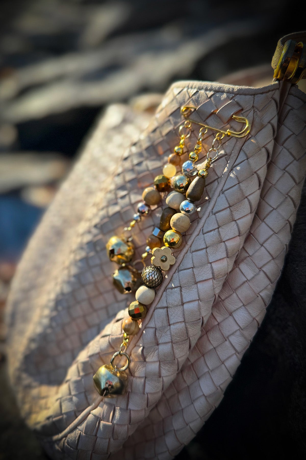 Beaded Jingle Bells on Large Safety Pin