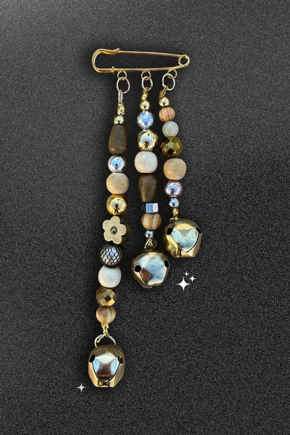 Beaded Jingle Bells on Large Safety Pin