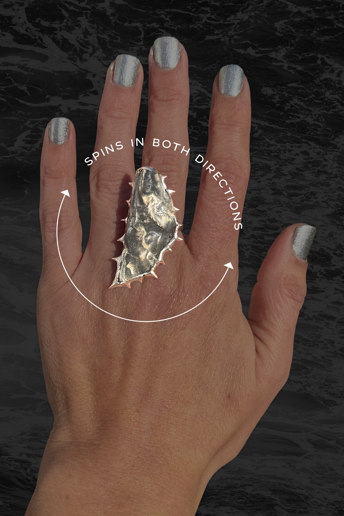 Soldered Seashell Adjustable Fidget Spin Ring