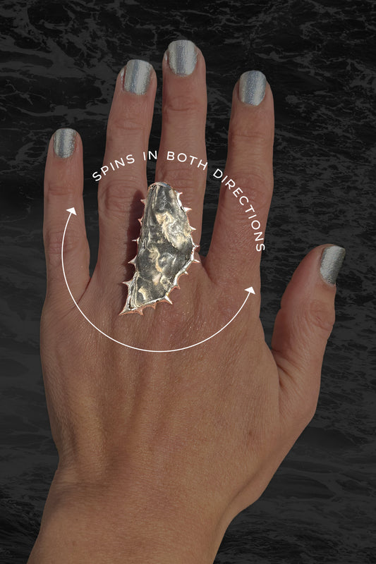 Soldered Seashell Adjustable Fidget Spin Ring