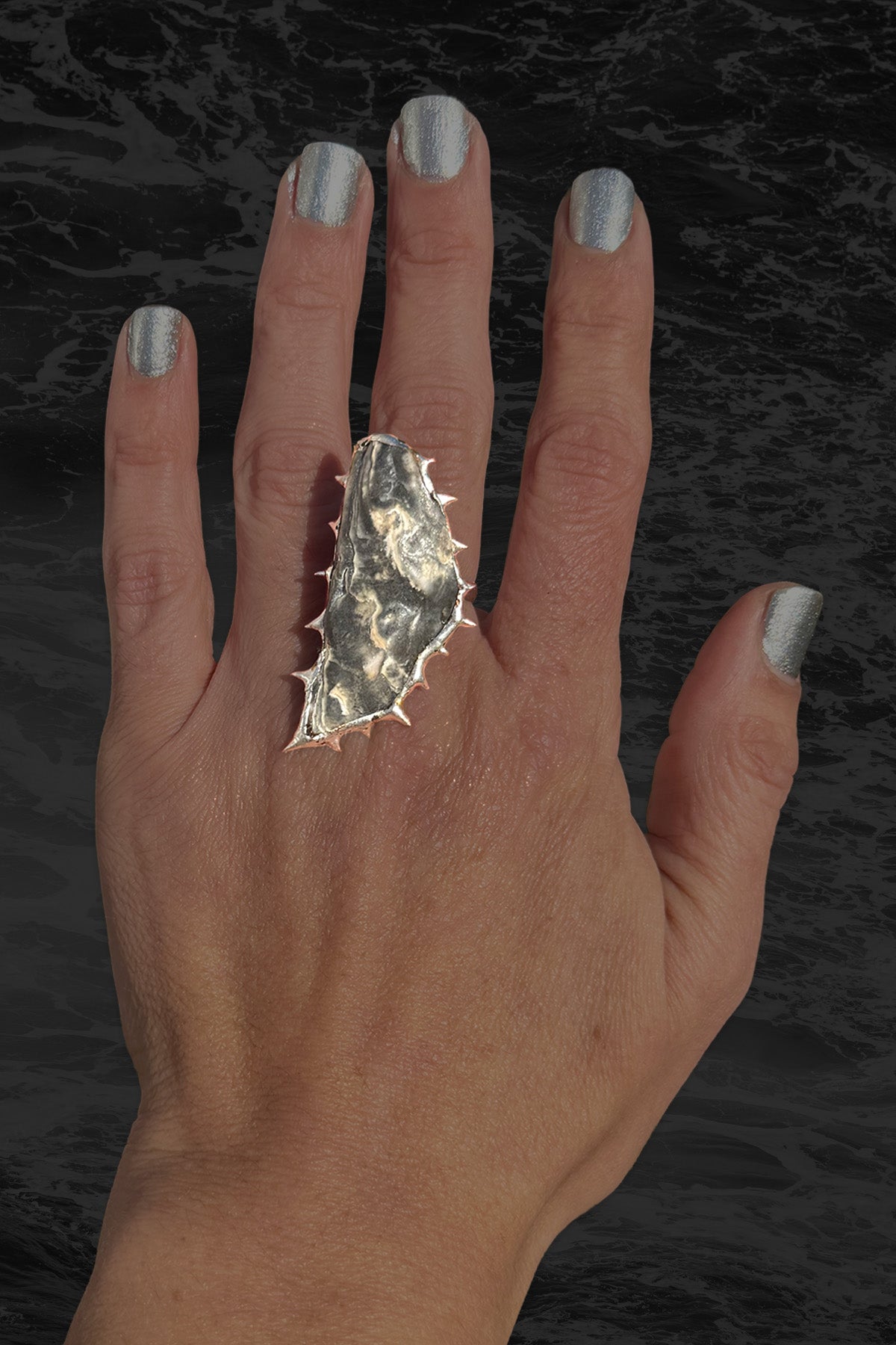 Soldered Seashell Adjustable Fidget Spin Ring