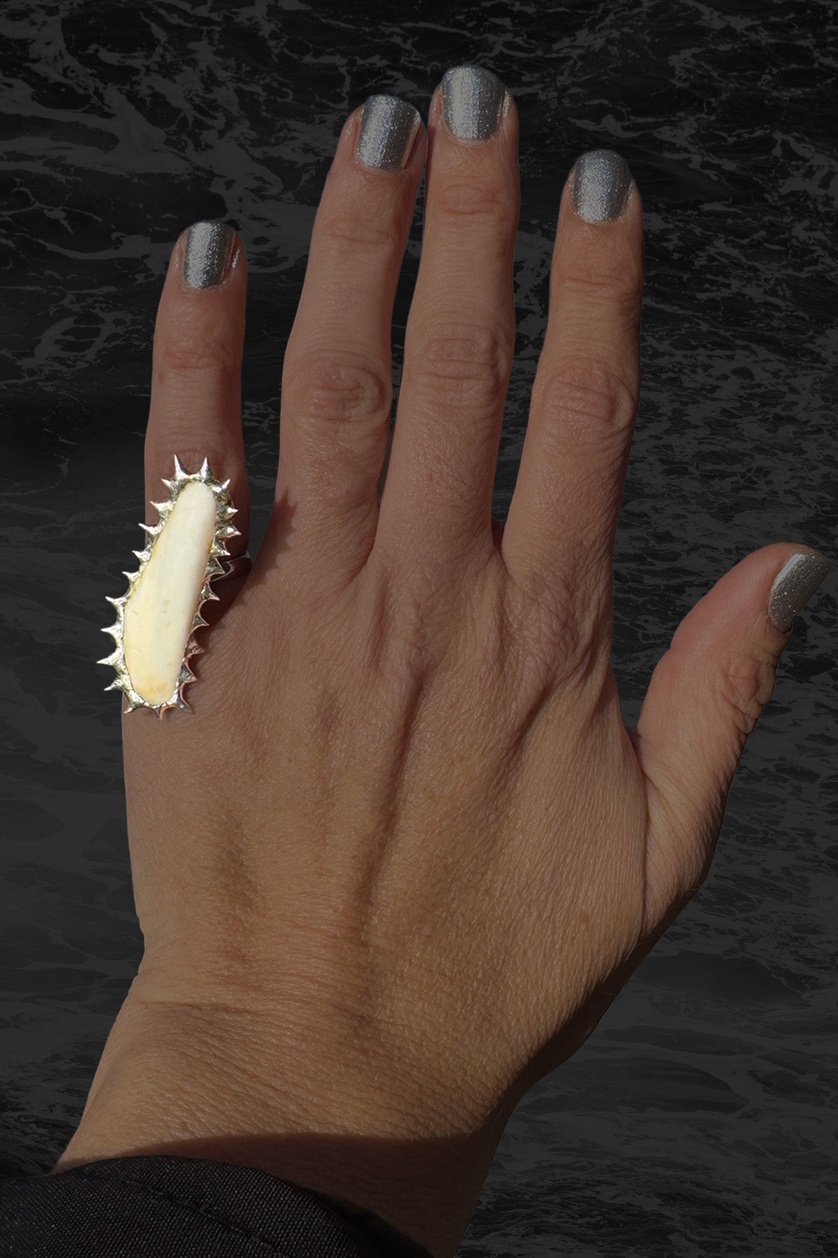 Soldered Seashell Adjustable Fidget Spin Ring