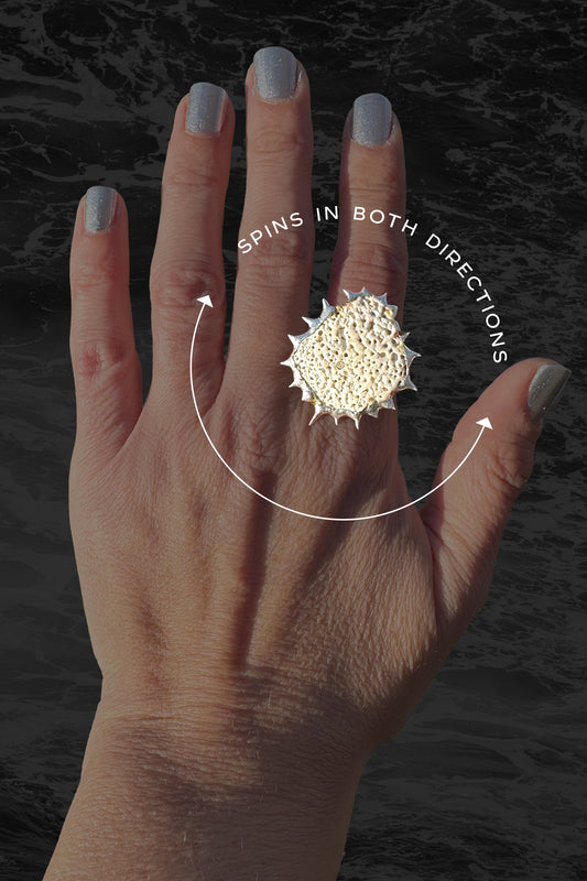 Soldered Seashell Adjustable Fidget Spin Ring