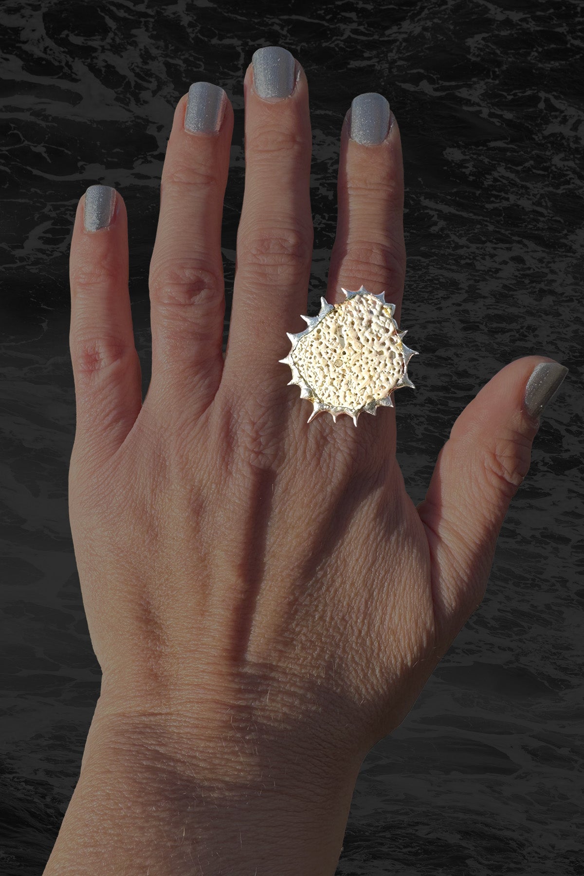 Soldered Seashell Adjustable Fidget Spin Ring