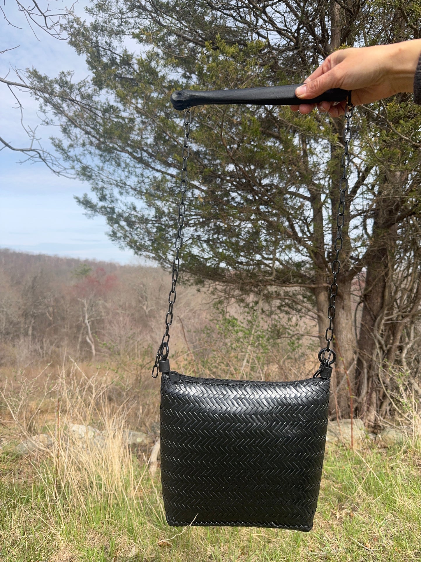 Metatarsal Deer Leg Bone Handle Bag with Adjustable Chain Strap