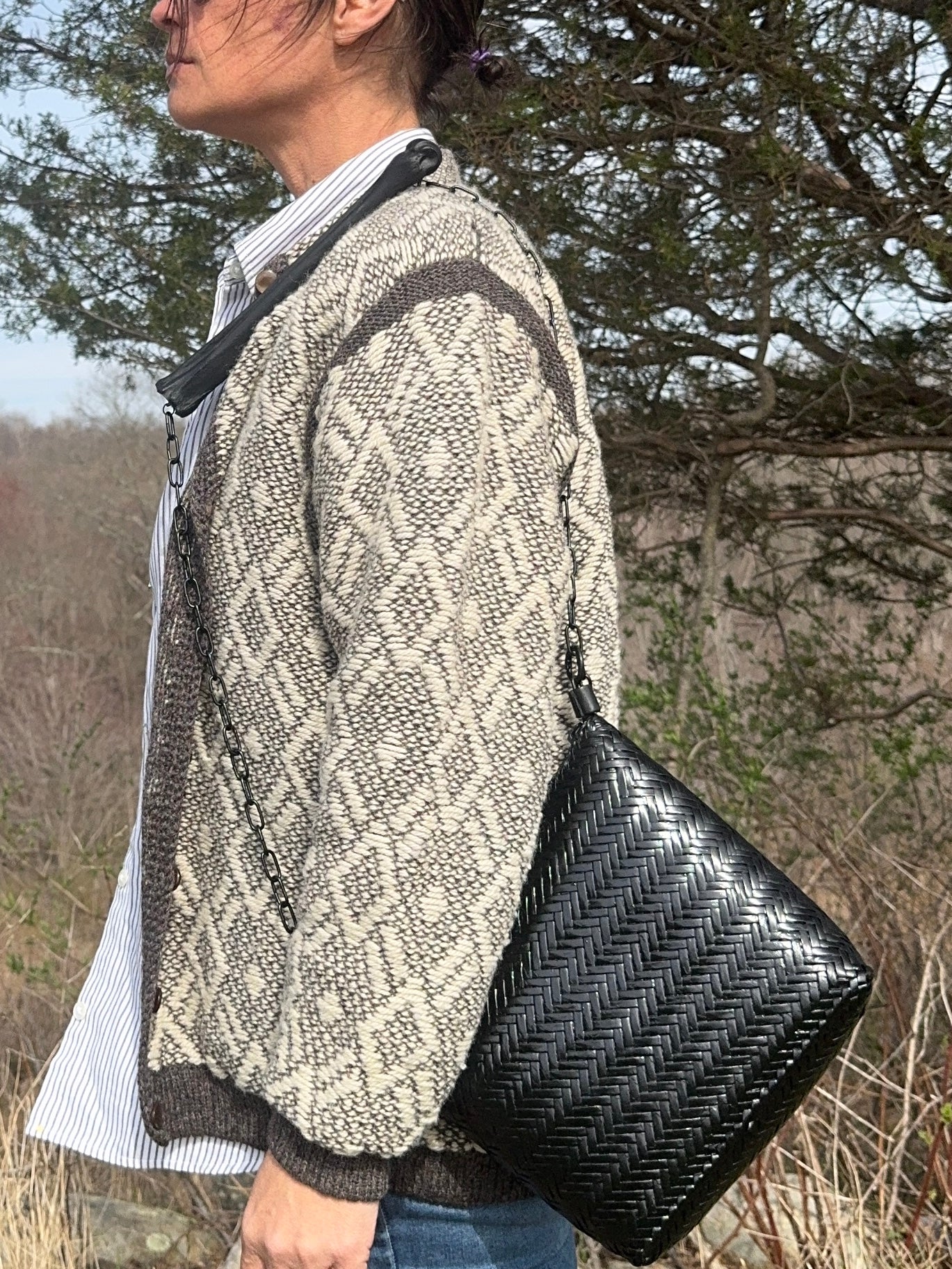 Metatarsal Deer Leg Bone Handle Bag with Adjustable Chain Strap