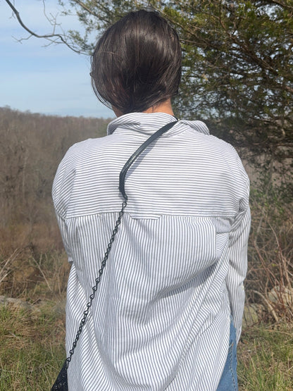 Deer Rib Bone Handle Bag with Adjustable Chain Strap