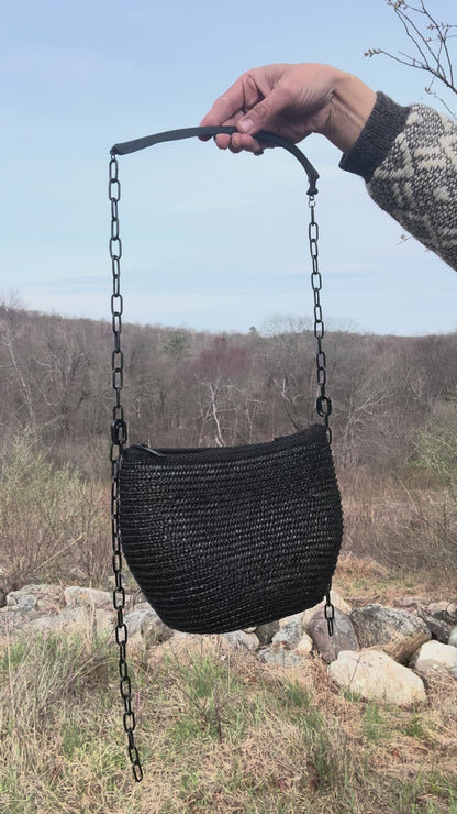 Deer Rib Bone Handle Bag with Adjustable Chain Strap