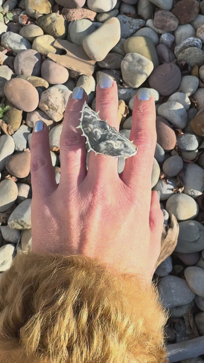 Soldered Seashell Adjustable Fidget Spin Ring