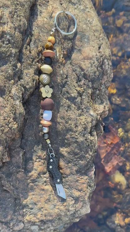 Peanut Pocketknife Switchblade with Upcycled Beads