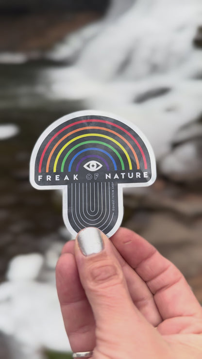 Freak of Nature Mushroom Rainbow Mirror Sticker