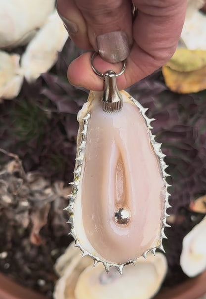 Vagina Seashell Bag Charm with Hidden Blade