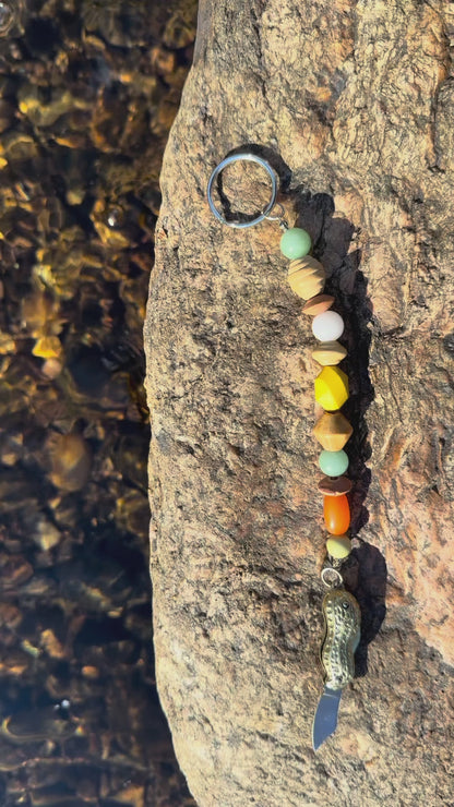 Vintage Peanut Pocketknife Switchblade with Upcycled Beads