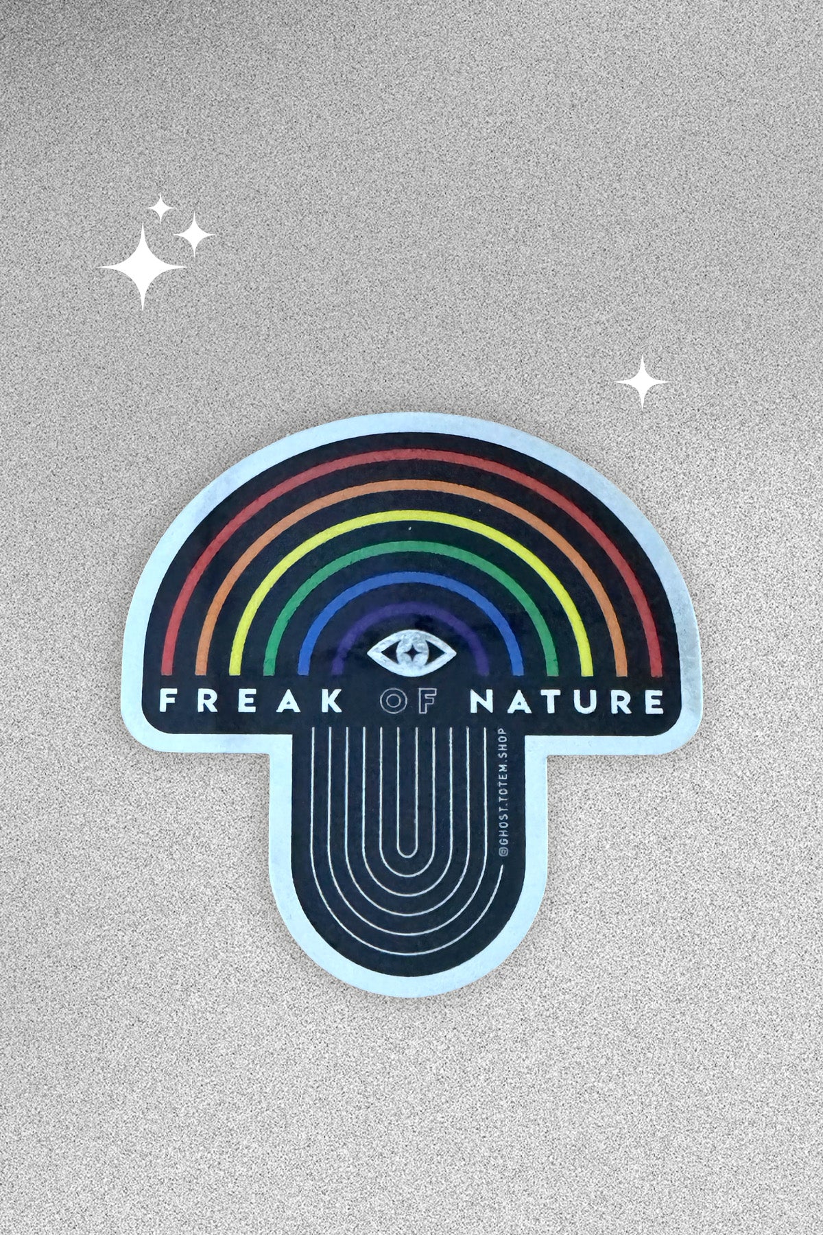 Freak of Nature Mushroom Rainbow Mirror Sticker
