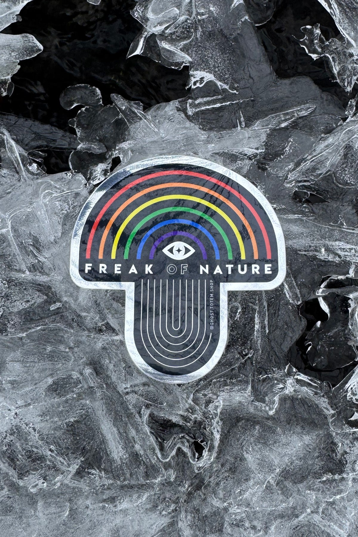 Freak of Nature Mushroom Rainbow Mirror Sticker