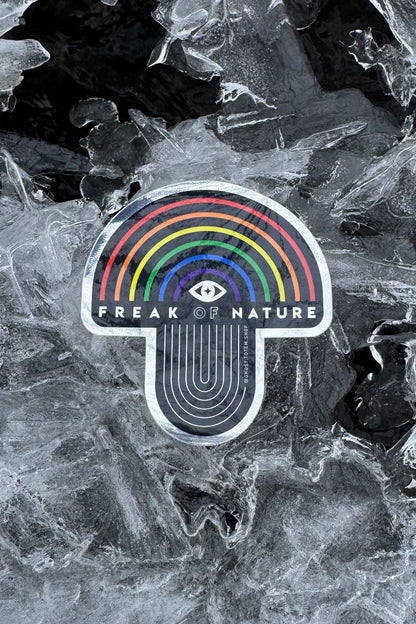 Freak of Nature Mushroom Rainbow Mirror Sticker